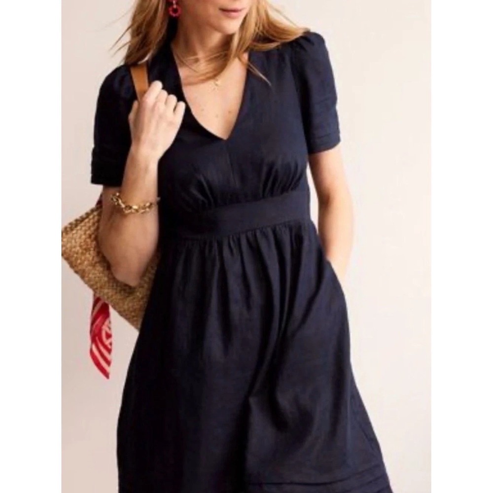 Boden Dress Eve Linen Short Dress 2P Breezy Summer Dainty Feminine A-Line